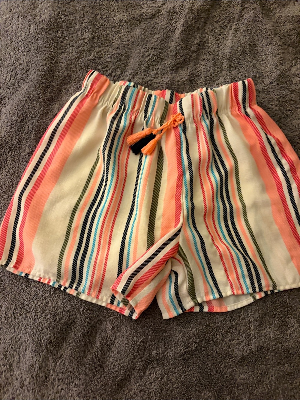wonder nation Cream Striped Tassel-Waist Women’s Shorts